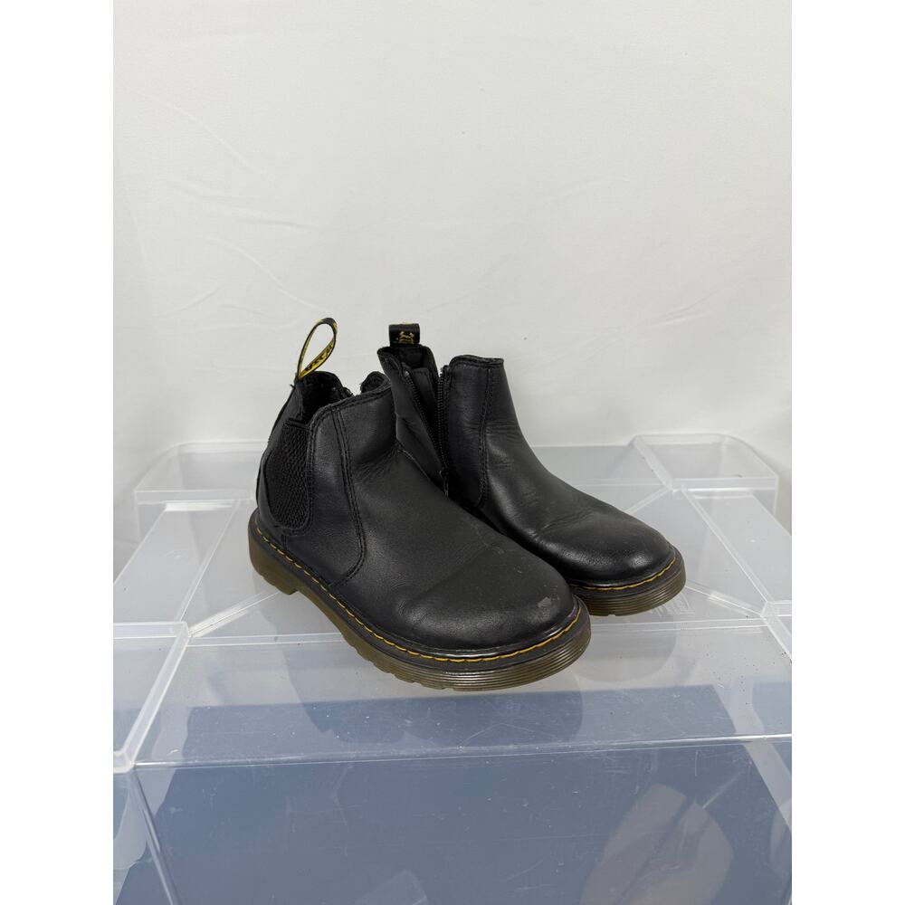Dr. Martens 2976J Kids Chelsea Boot – Black Leather – Size 1 US Youth – Zip Side